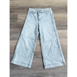 OAT New York Wide Leg Crop Jeans 28 Light Wash High Rise